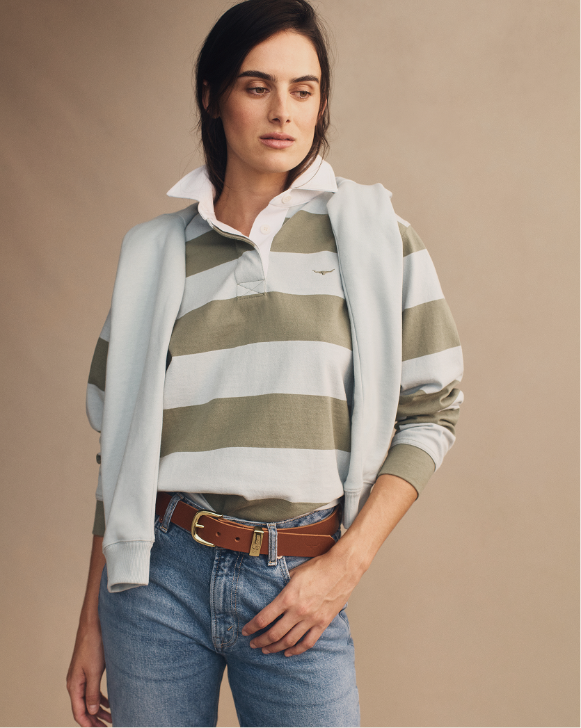 Polos and rugby jerseys.