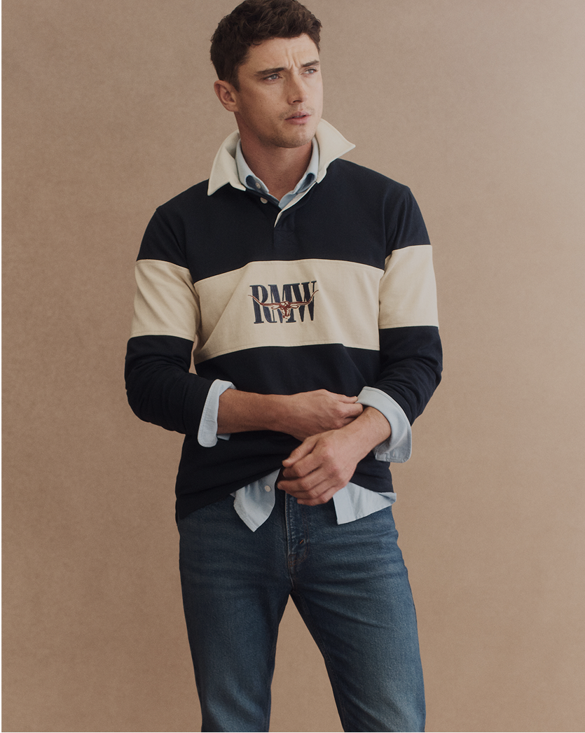 Polos and rugby jerseys.