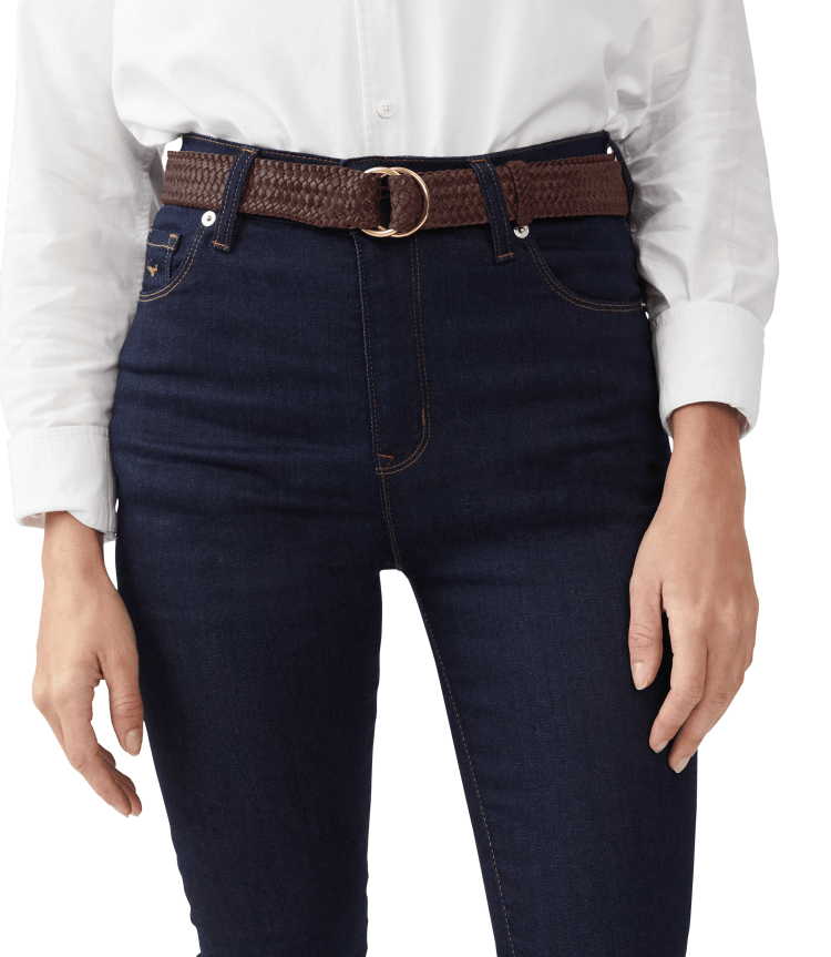 Ostrich Belt with Brushed Nickel O-Rings