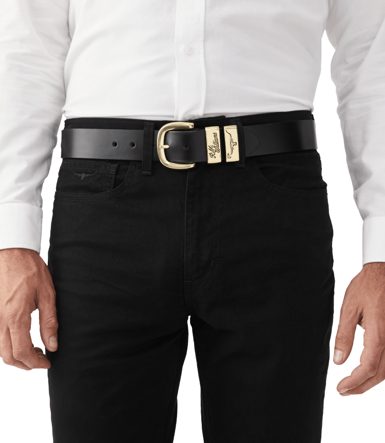 R.M. Williams 1 1/2 Solid Hide Casual Belt - Black