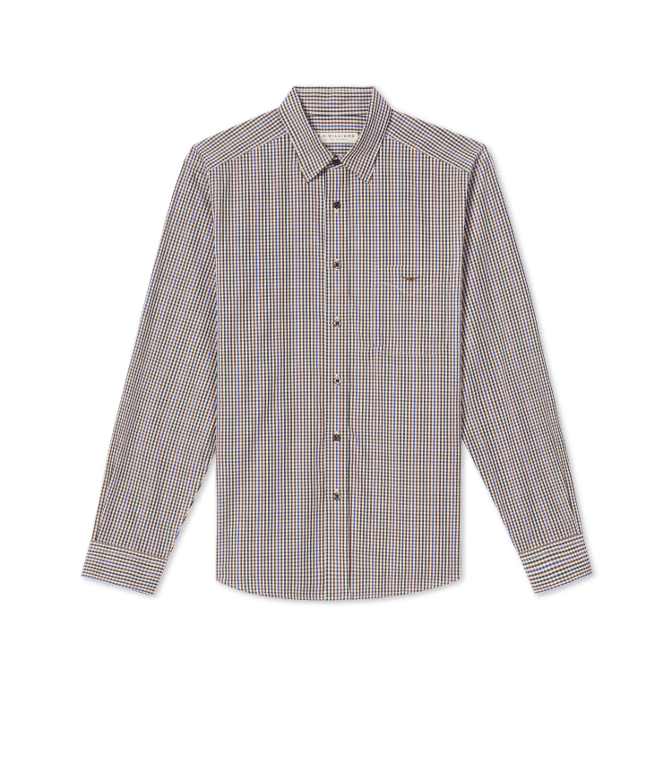 RM Williams Men's XL Brown Plaid 100% Cotton Short Sleeve Button
