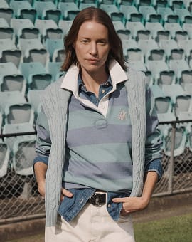 Polos and rugby jerseys.