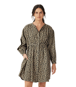 Imprint linen dress