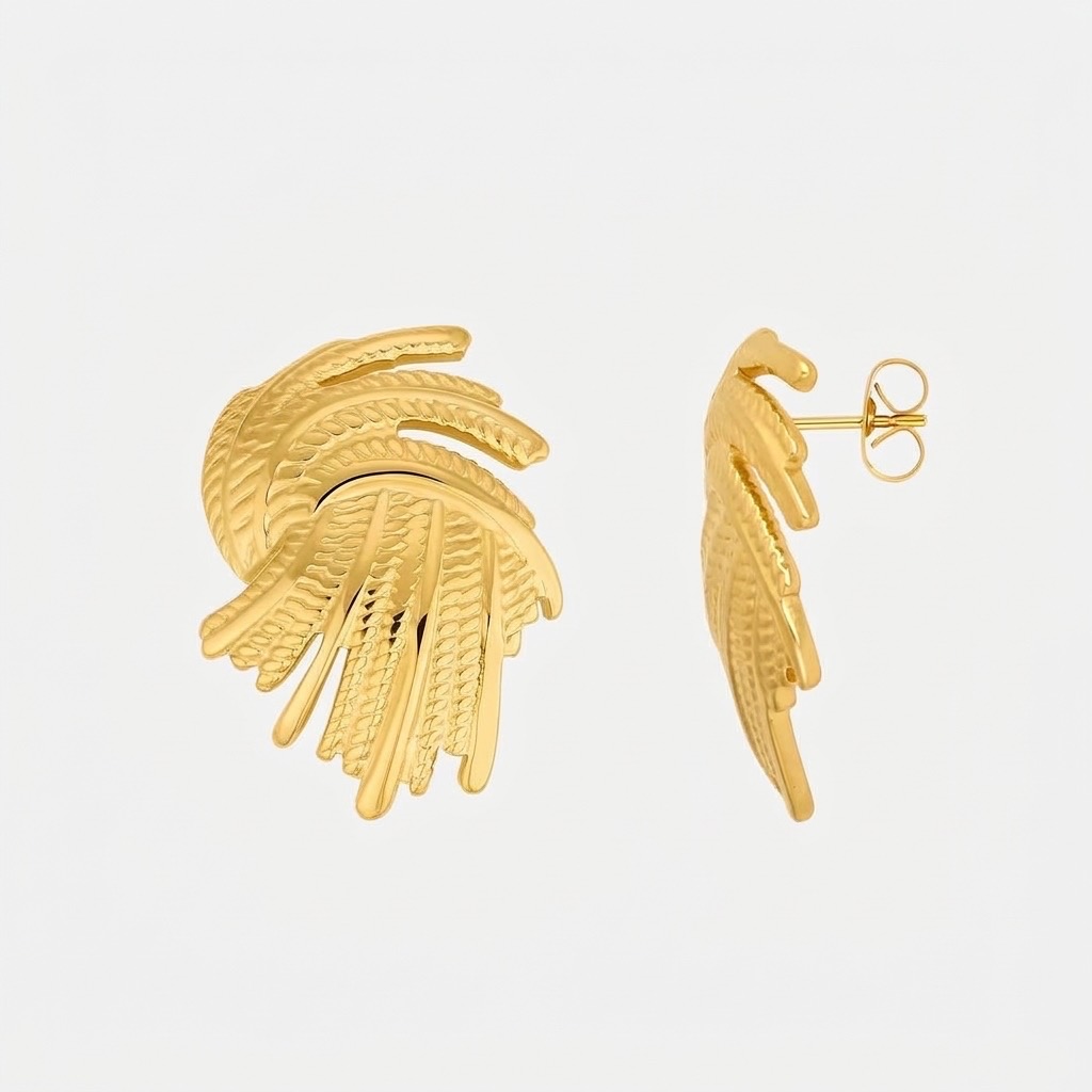 Sculpted Feather statement earrings