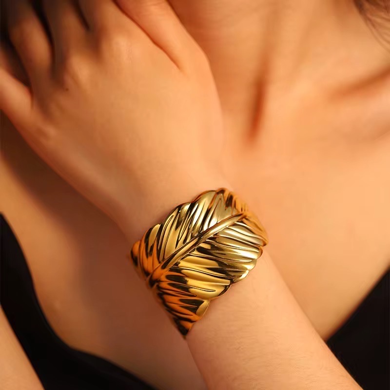 Golden Feather statement cuff