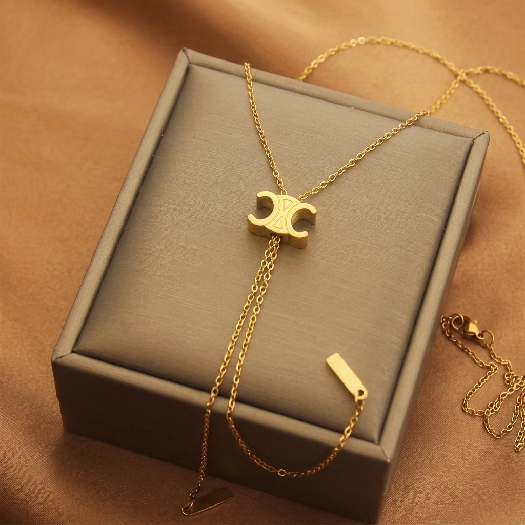 Celeste Crescent Lariat Necklace