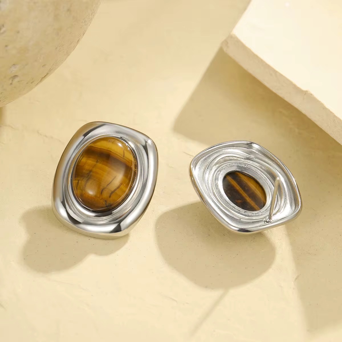 Tiger Eye Sculpted Earrings