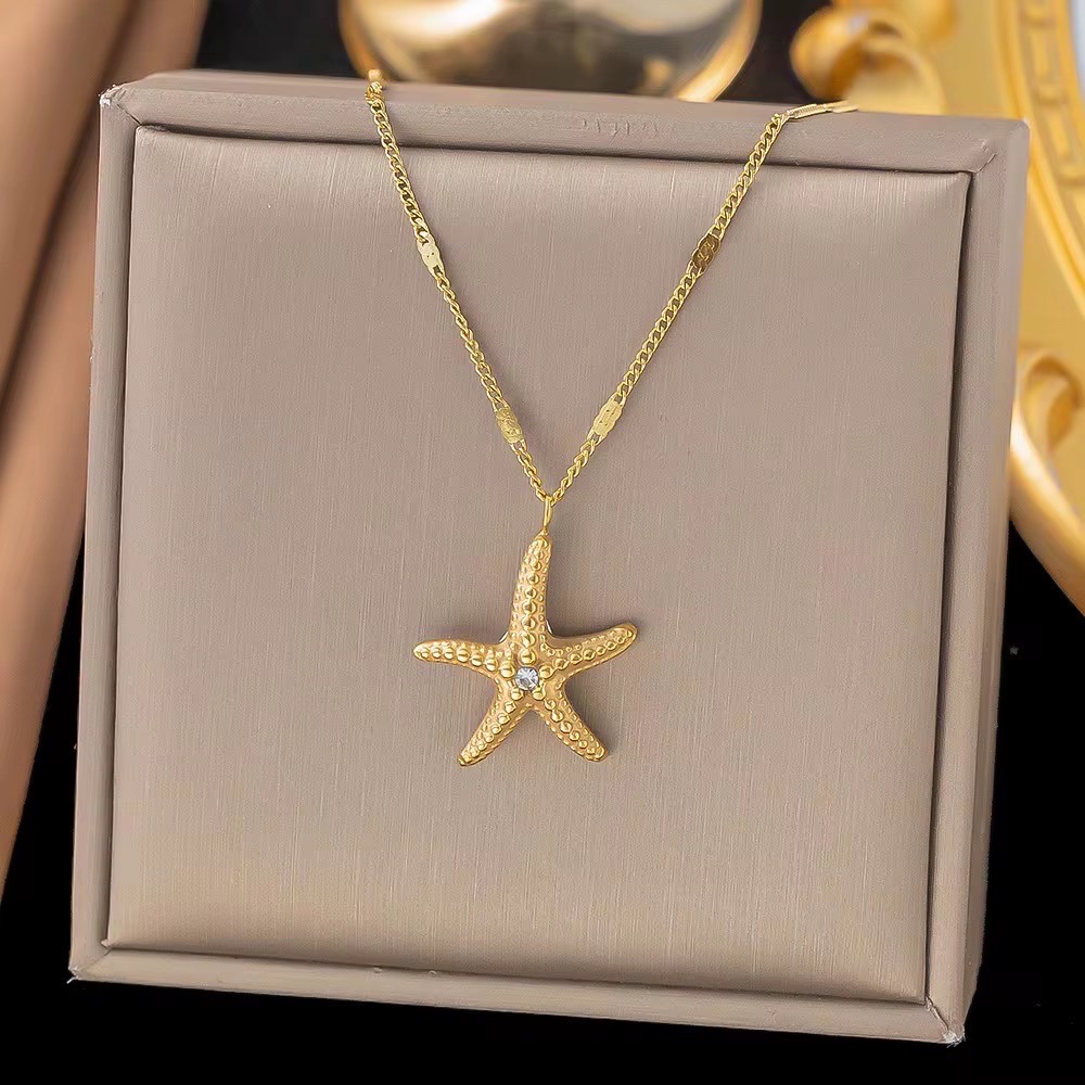 Golden starfish pendant Necklace