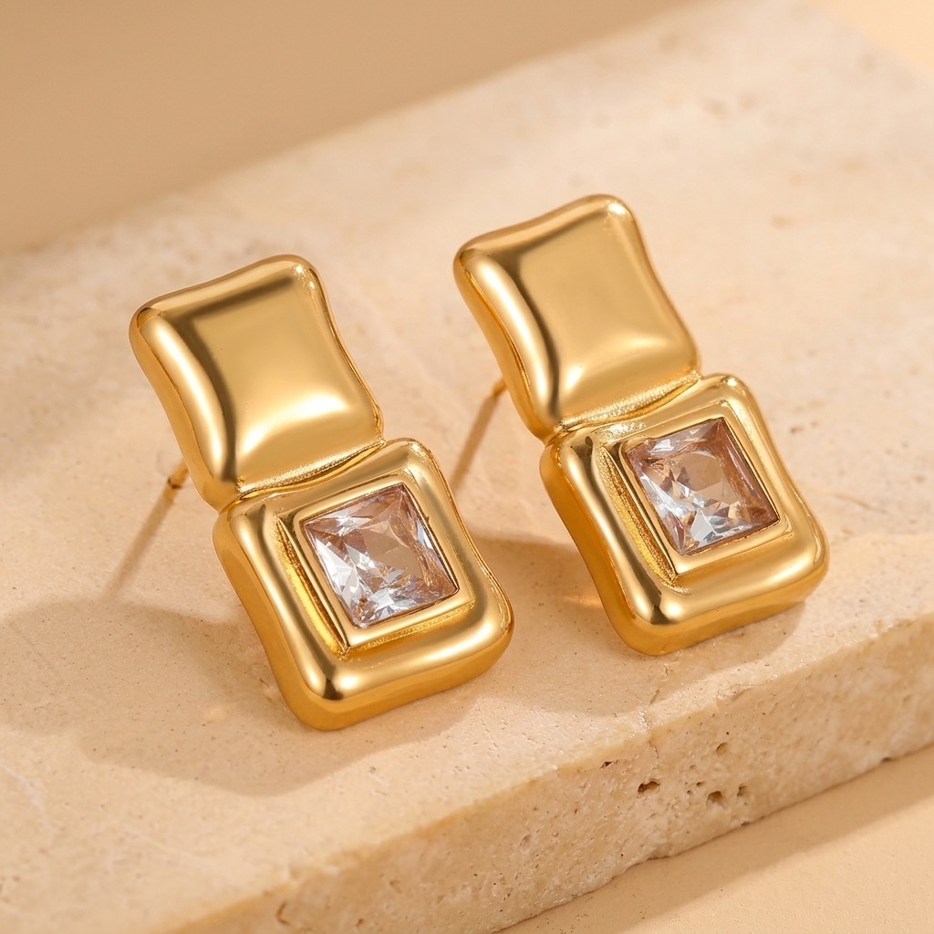Luxe Geometric Crystal Studs