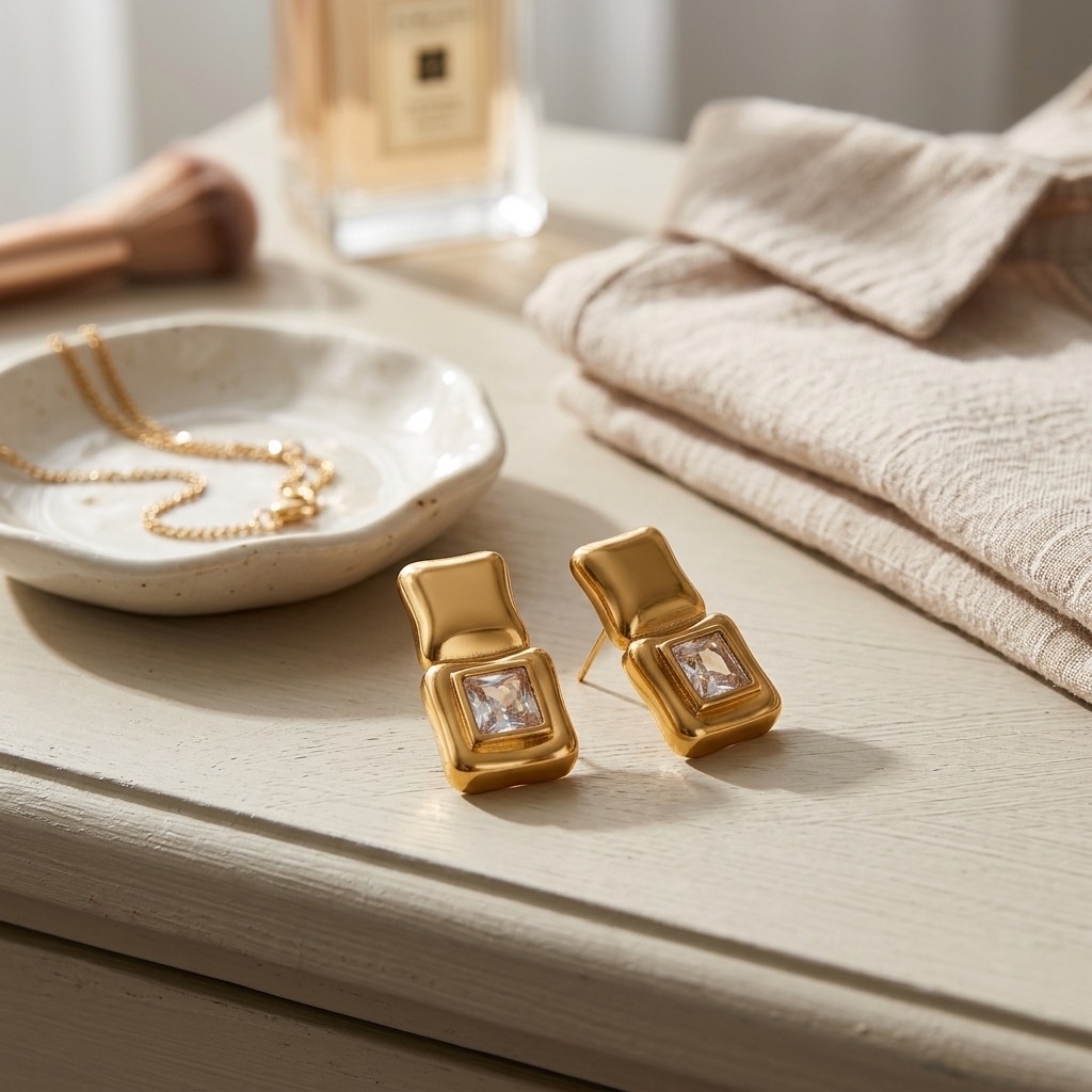 Luxe Geometric Crystal Studs