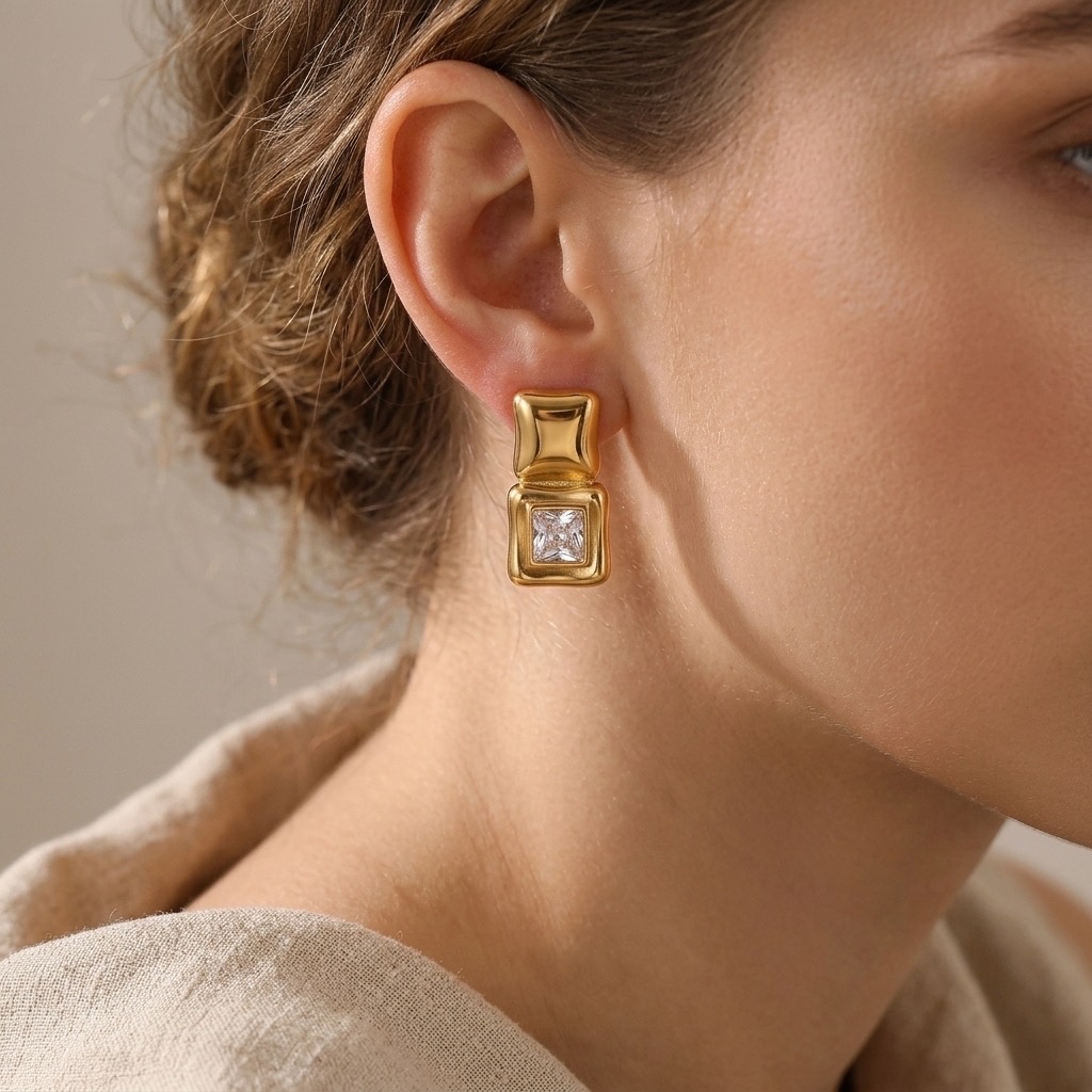 Luxe Geometric Crystal Studs