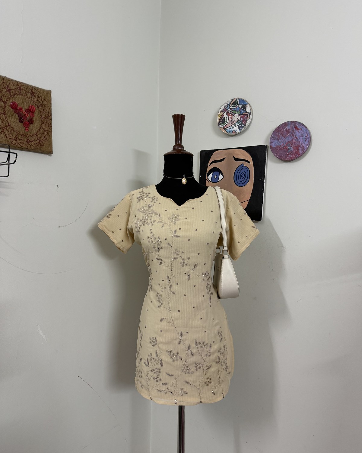 Beige Embroidered Kurti