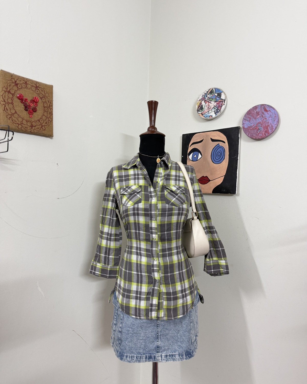 Green Plaid Fitted Shirt