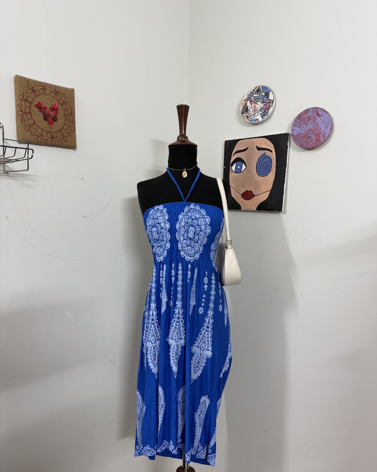 Halter Blue Printed Summery Beach Dress
