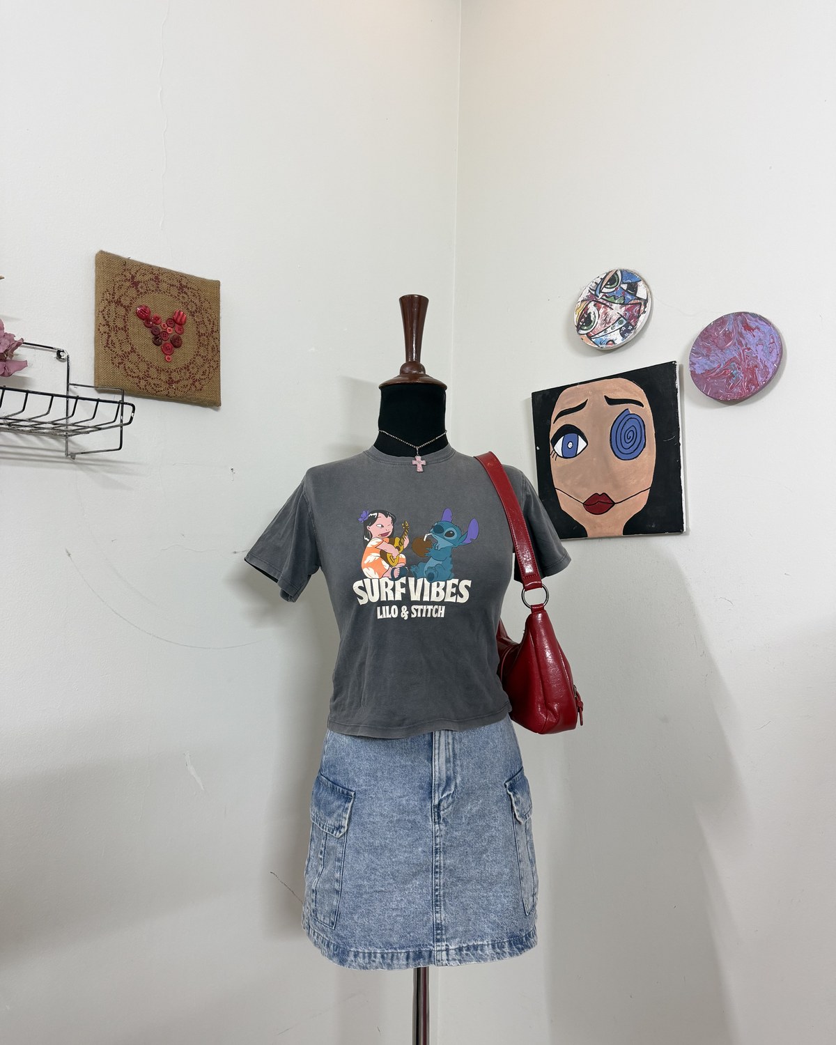Grey Disney Graphic Crop Top