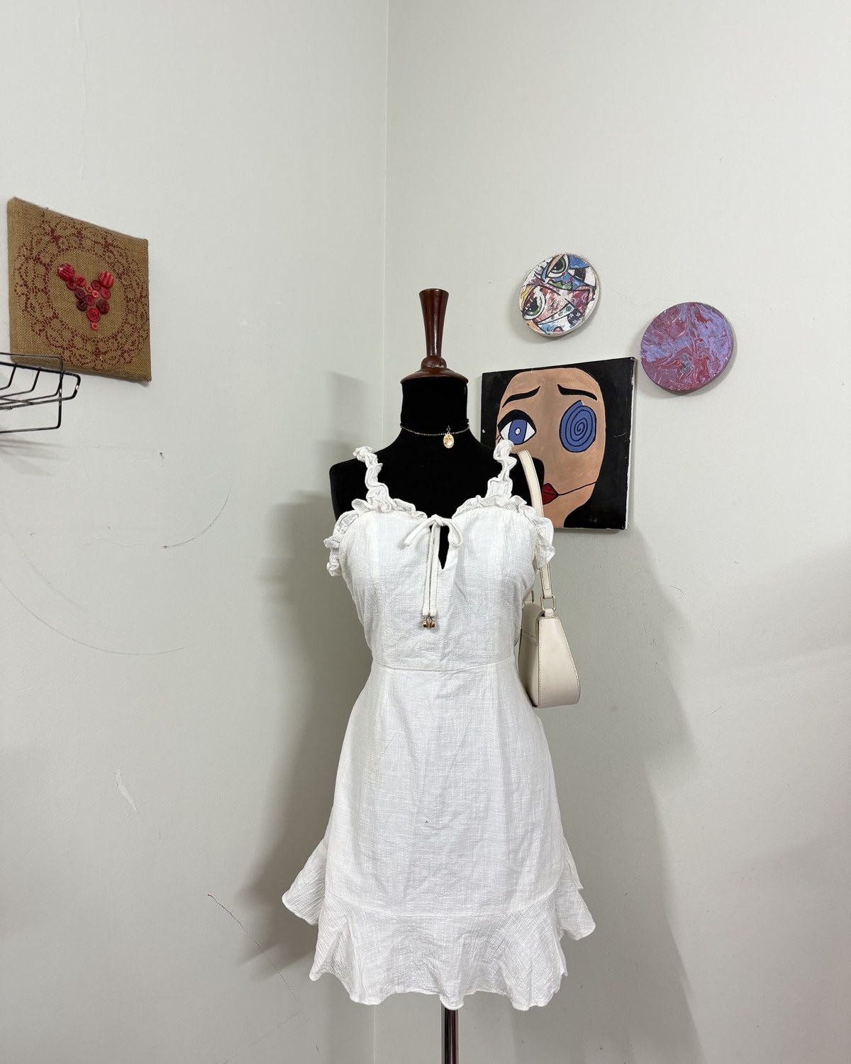 White Cottage Style Strap Dress