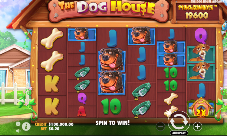 The dog house megawaysのプレイ画面
