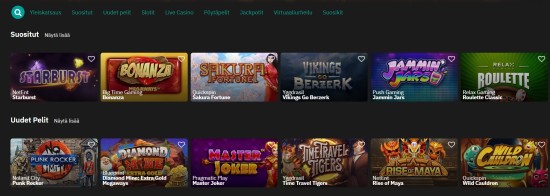 Fastbet aula. Fastbet pikakasinon peliaulassa valittavana useita eri kolikkopelejä.