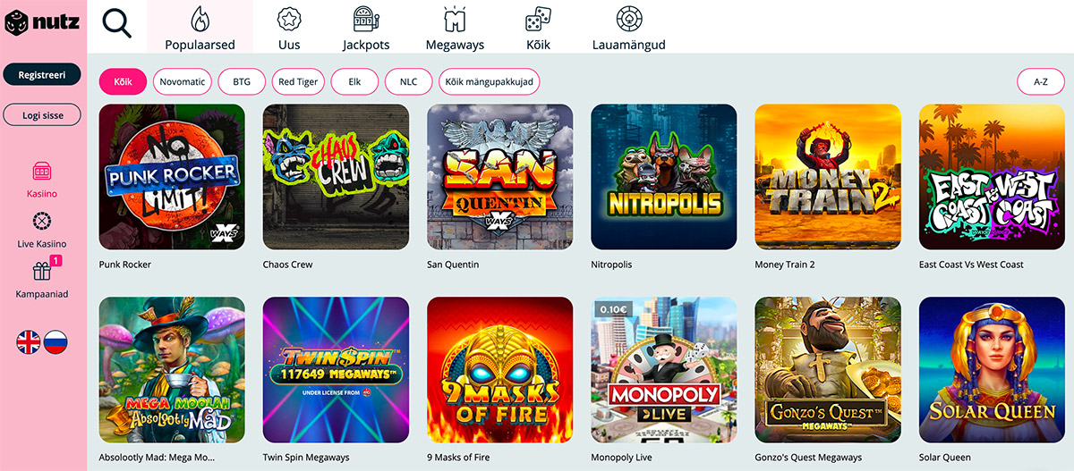 nutz casino mängud