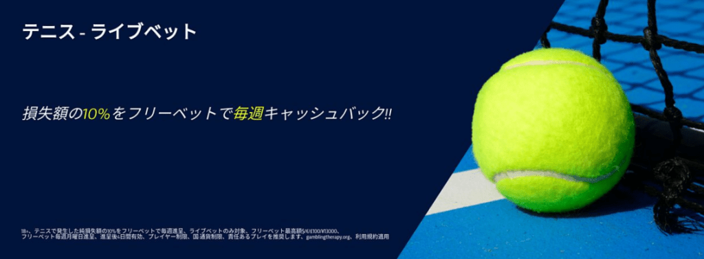 ウィリアムヒルのテニスベットキャッシュバック
