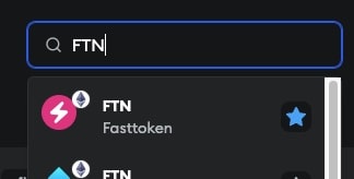 メタマスクでFTNを検索した画像