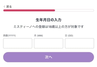 ミスティーノの登録手順4