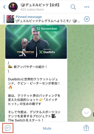デュエルビッツのテレグラム画面