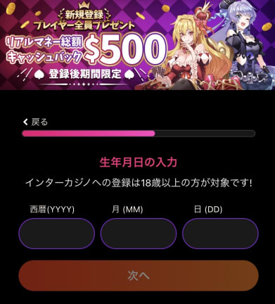 インターカジノの登録方法その4