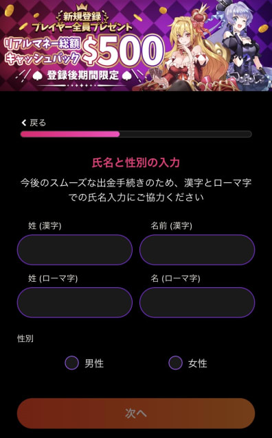 インターカジノの登録方法その3