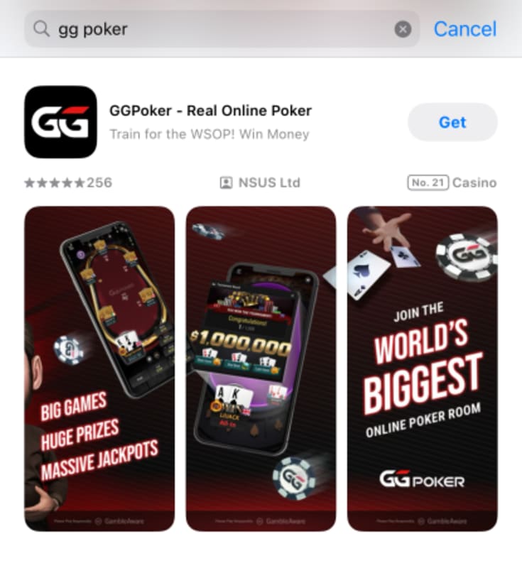 AppStoreでGGポーカーを検索