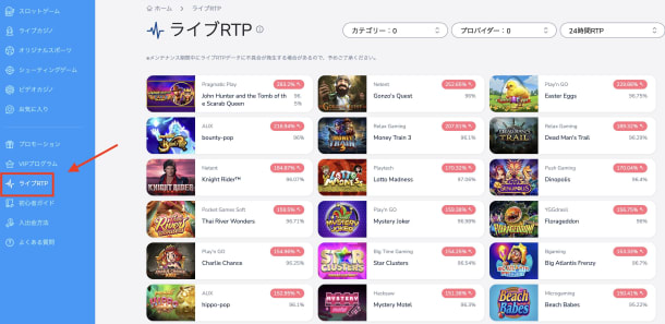 コニベットのライブRTP