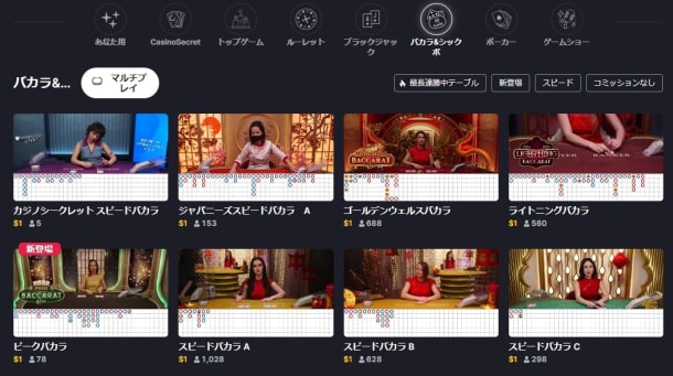 カジノロビーのバカラ