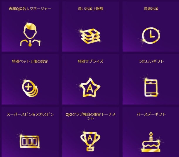 プレイオジョのVIPプログラム特典