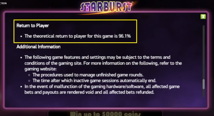 カジノゲーム「スターバースト」のRTP