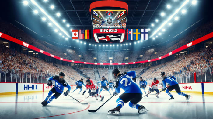 Suomen U20 jääkiekkomaajoukkue ottelussa U20 MM-kisoissa 2025, Ottawassa, Kanadassa.