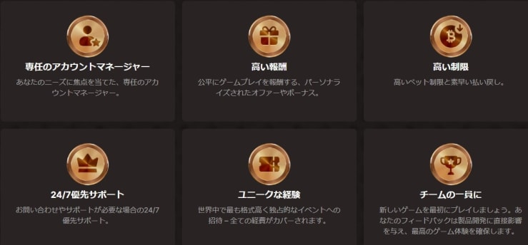 ボンバスティックカジノのVIPプログラム