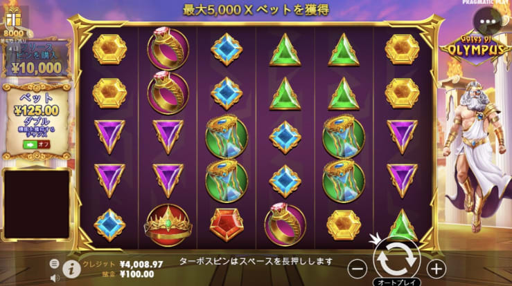 ゲートオブオリンポスのゲーム画面