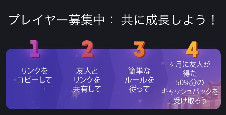 ボンズカジノの友達特典の受け取りの流れ
