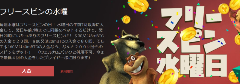 ビットスターズカジノのフリースピンキャンペーン