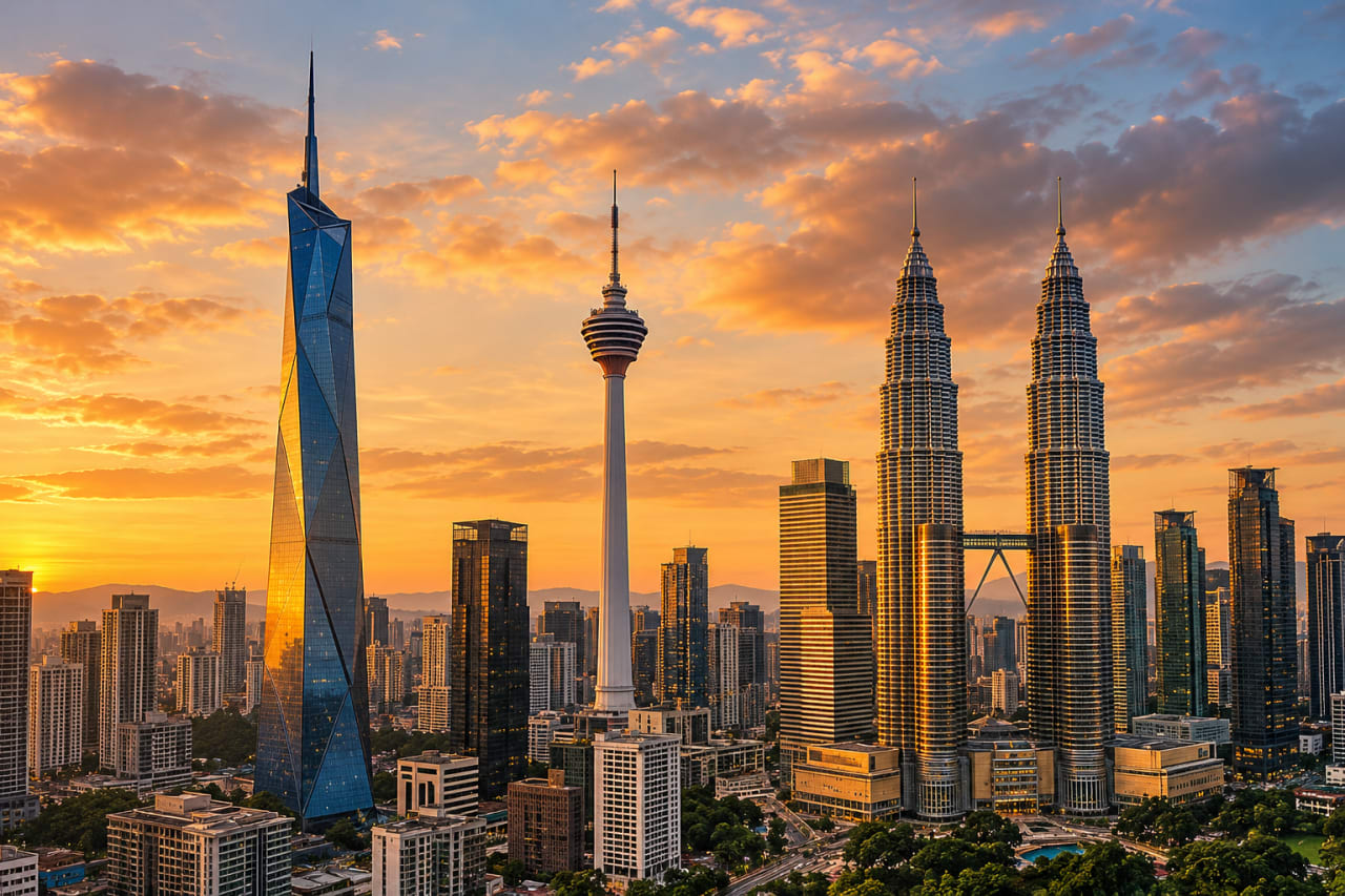 Kuala Lumpur skyline with Merdeka 118, KL Tower and the Petronas Twin Towers