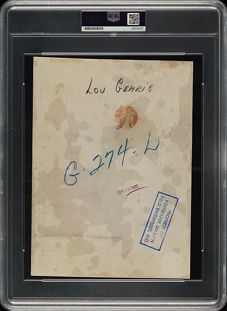 1932 Lou Gehrig Original Field Enterprises Photograph PSA/DNA Type I