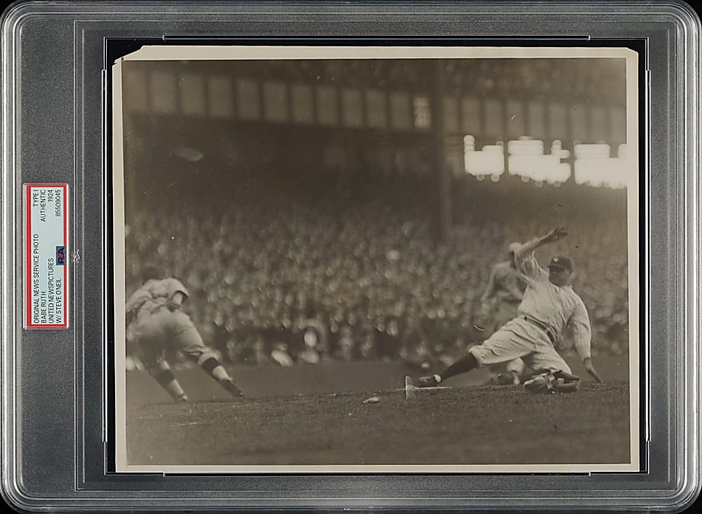 1924 Babe Ruth Sliding Original United Newspictures Photograph PSA/DNA Type I