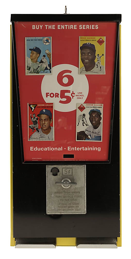 Circa 1950s Baseball Card Vending Machine with Jackie Robinson and Whitey Ford