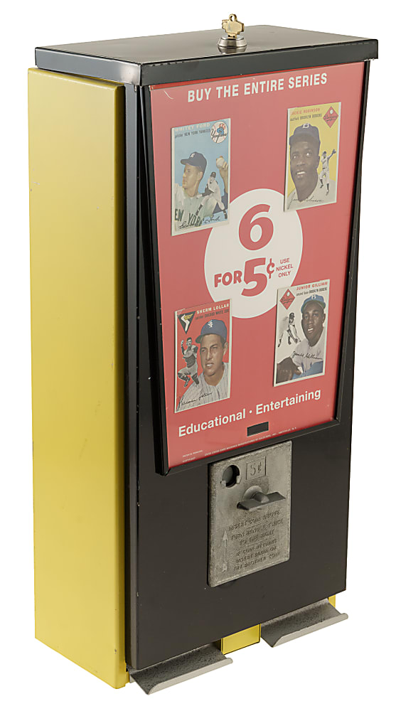 Circa 1950s Baseball Card Vending Machine with Jackie Robinson and Whitey Ford