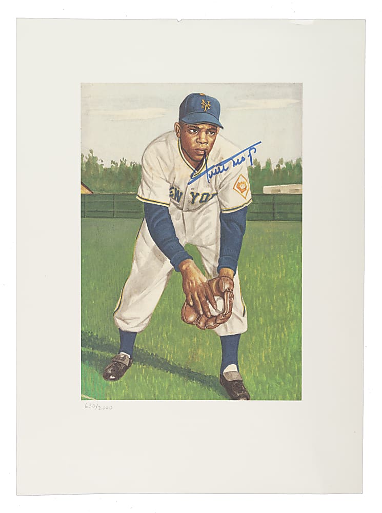 Willie Mays Signed Limited-Edition 1953 Topps Artwork Lithograph