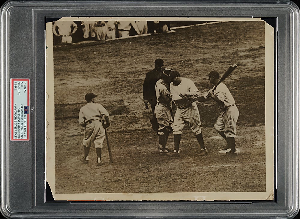 1927 World Series Babe Ruth and Lou Gehrig Vintage Underwood & Underwood Photograph PSA/DNA Type III