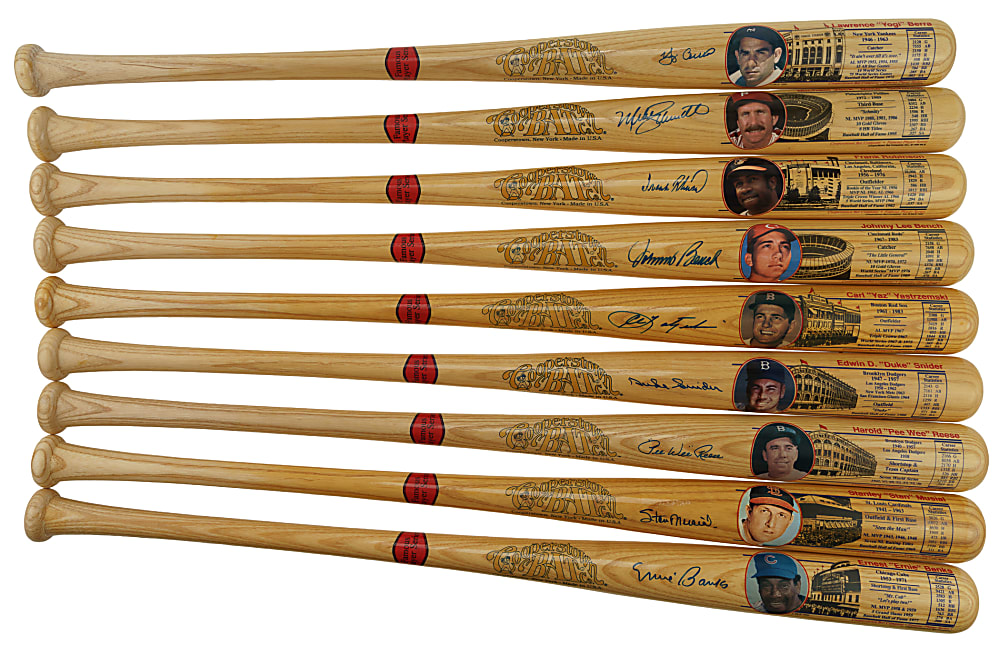 Hall of Fame Single-Signed Cooperstown Bat Collection (9) Including Duke Snider, Pee Wee Reese, and Carl Yastrzemski