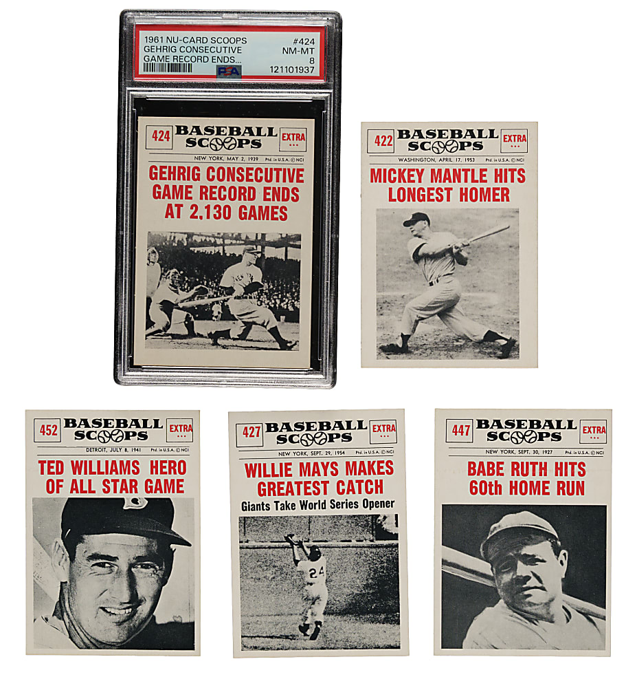 High-Grade 1961 Nu-Card "Baseball Scoops" Near-Complete Set (73/80)