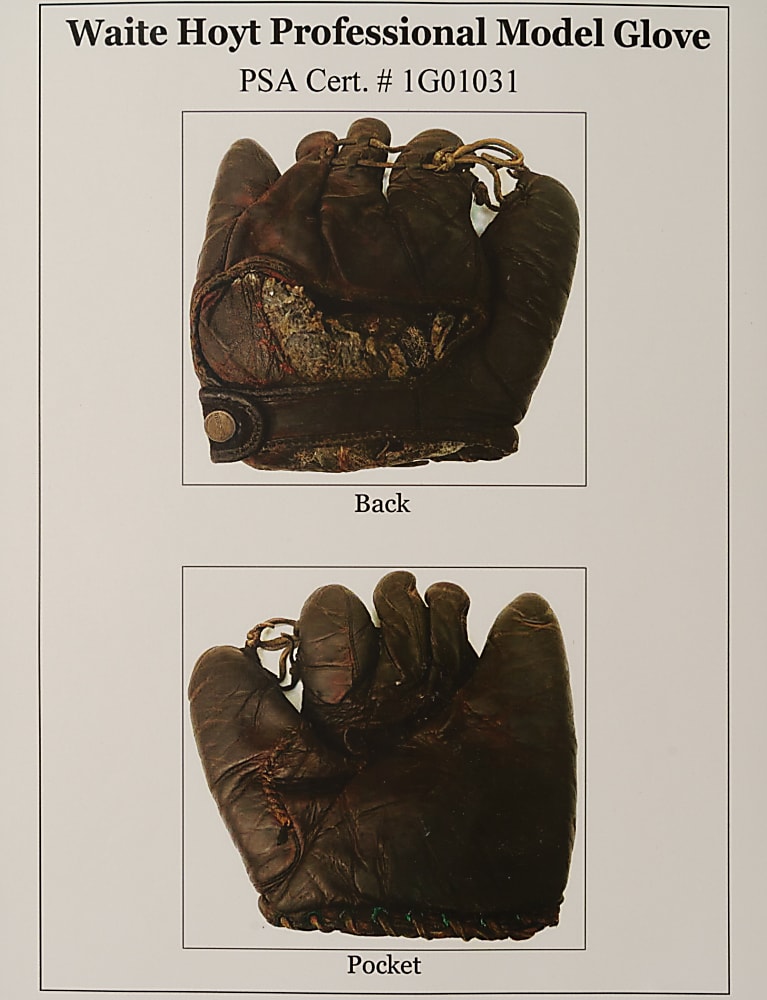 Circa 1928-1930 Waite Hoyt Signed Game-Used Glove - PSA/DNA