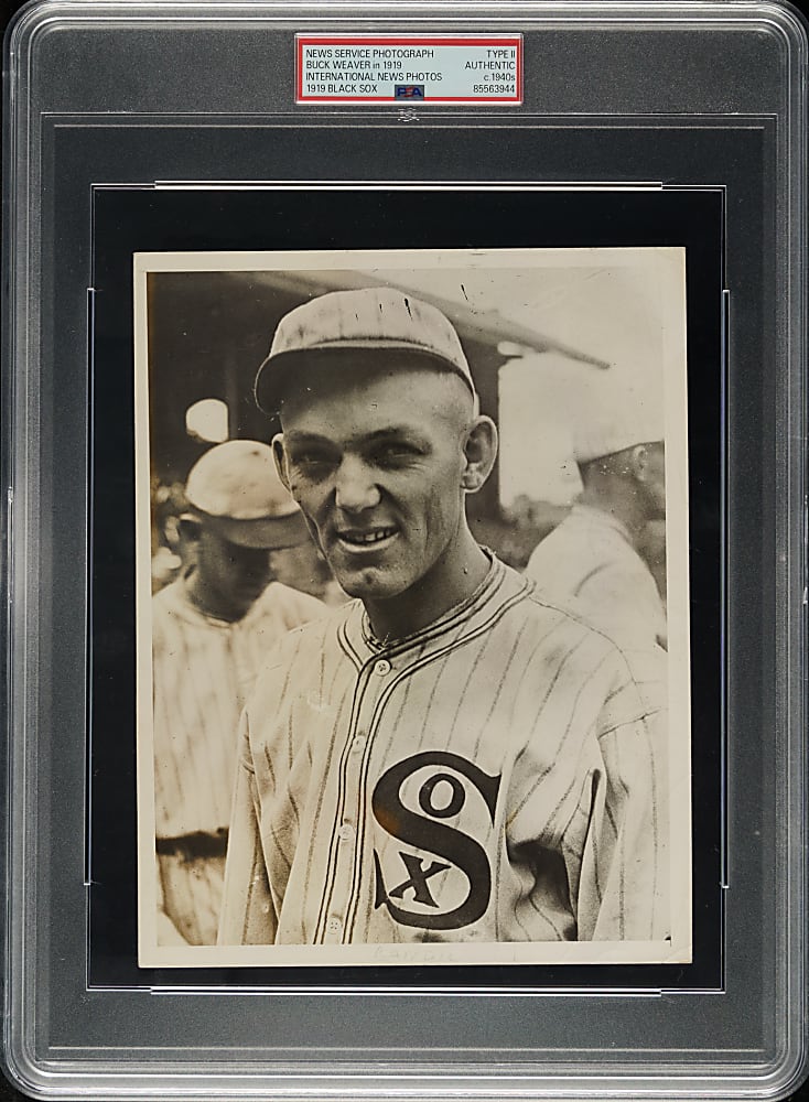 Circa 1940s Buck Weaver 1919 Black Sox International News Photograph PSA/DNA Type II